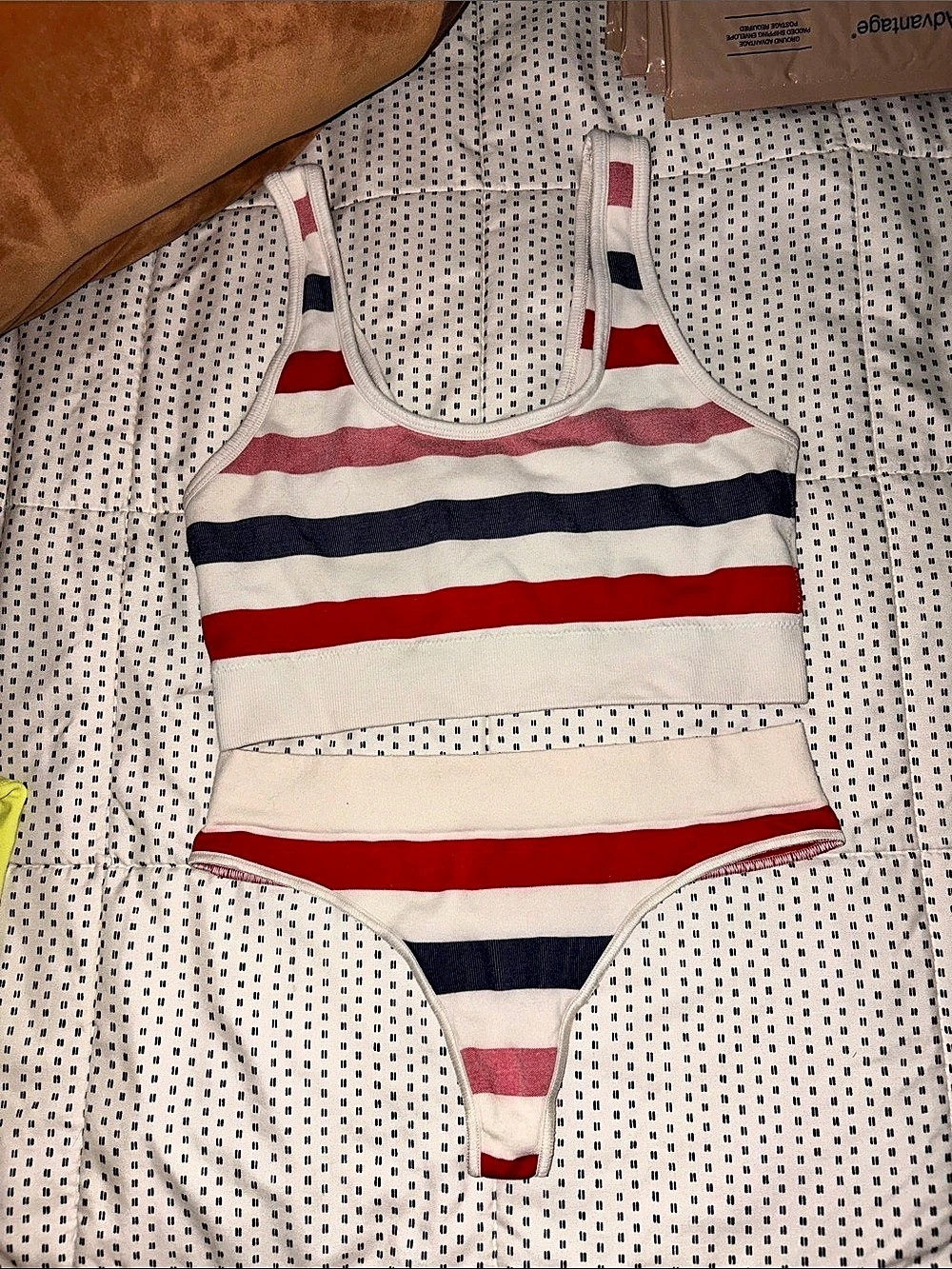 REAL GOOD Striped Two-Piece Set White & Red